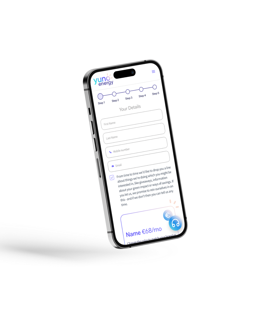 Strona na Drupalu Yuno Energy jest responsywna i dobrze wyświetla się na ekranach smartfonów.