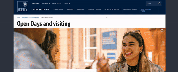 Uniwersytet Oksfordzki udostępnia interaktywny formularz do zaplanowania dnia odwiedzin na kampusie.