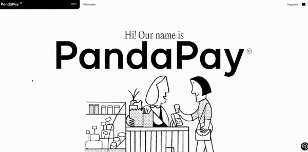 Strona technologiczna firmy PandaPay wyróżnia się zastosowaniem autorskich ilustracji i fontów.