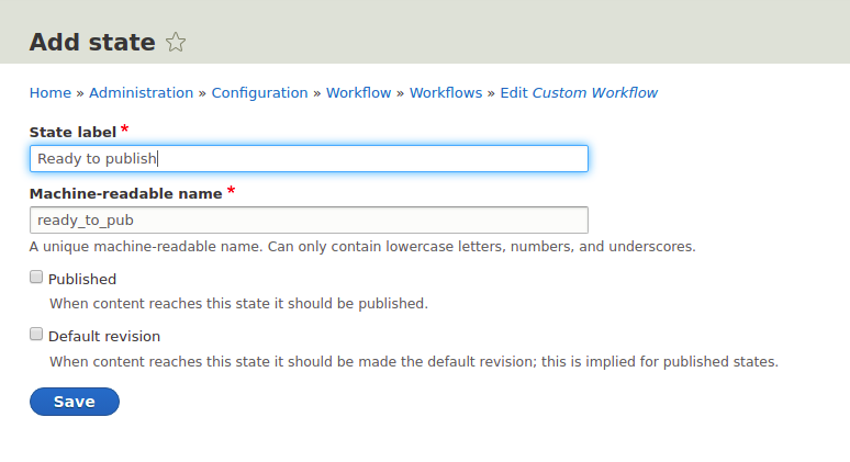 Workflows to moduł Drupala, umożliwiający skonfigurowanie nowych statusów dla treści w edytorze.