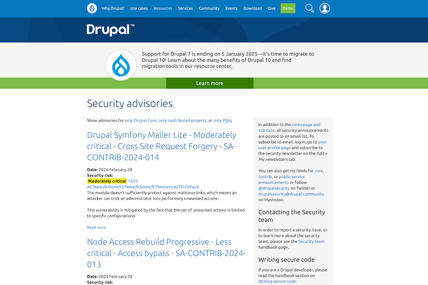 Na Drupal.org można znaleźć cenne porady i wiadomości na temat bezpieczeństwa strony internetowej.