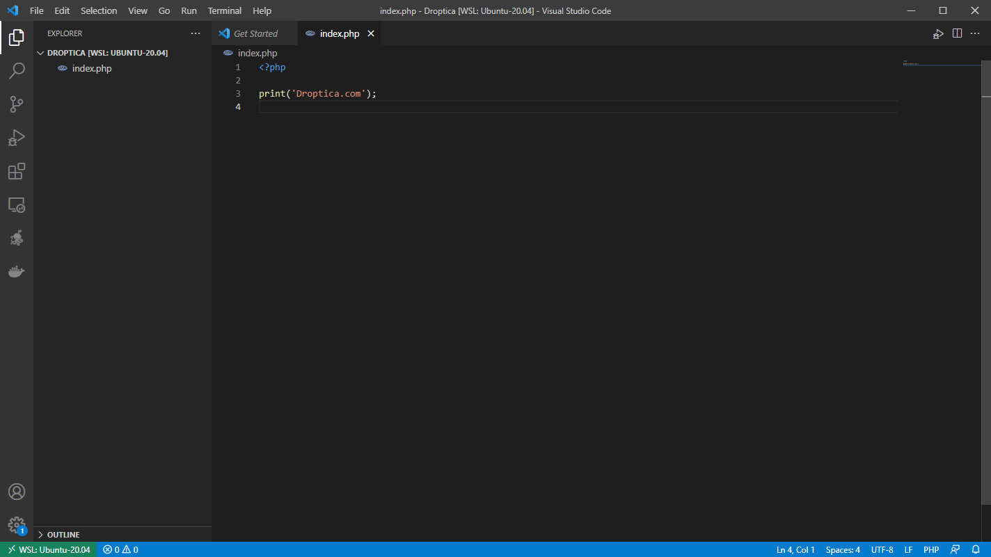 Wnętrze darmowego edytora dla PHP - Visual Studio Code